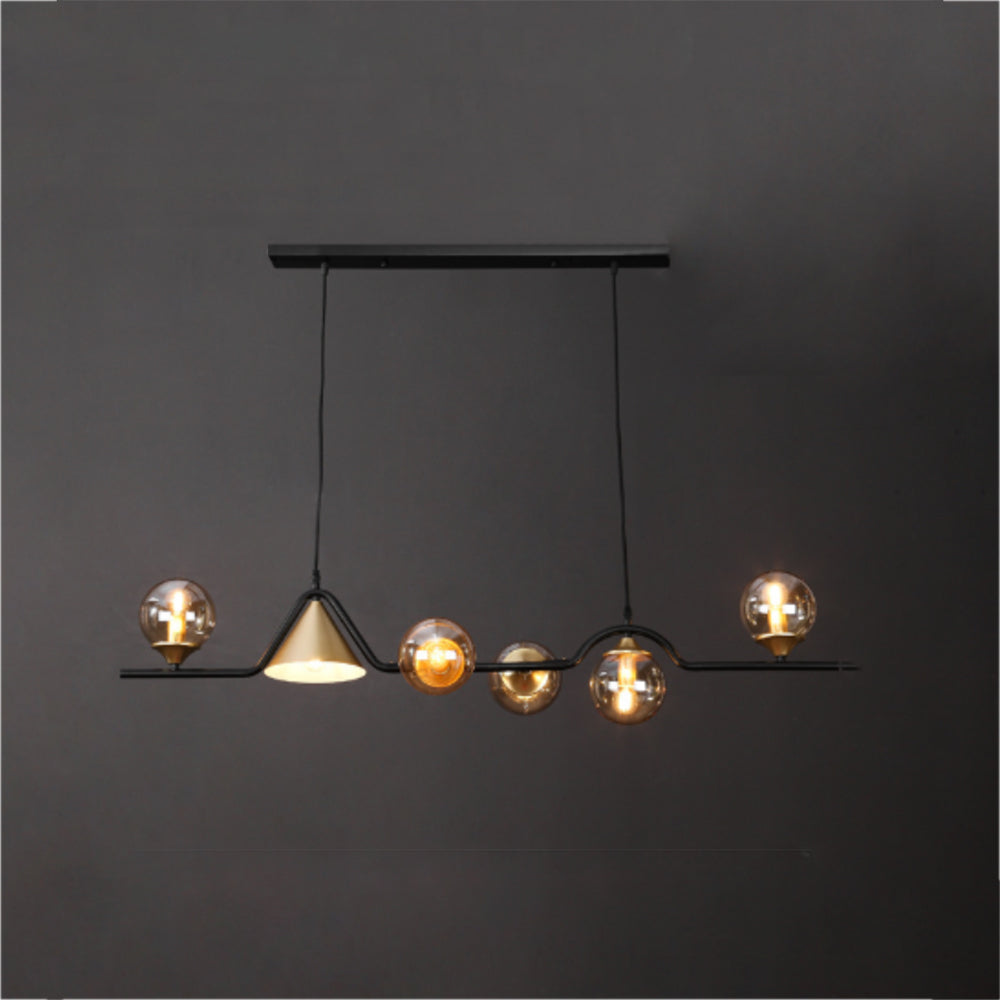 Arisha Modern LED-riippuvalaisin, mustaa/kullanväristä lasia, olohuoneeseen/makuuhuoneeseen