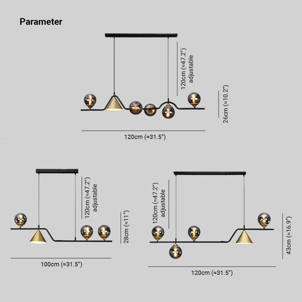 Arisha Modern LED-riippuvalaisin, mustaa/kullanväristä lasia, olohuoneeseen/makuuhuoneeseen