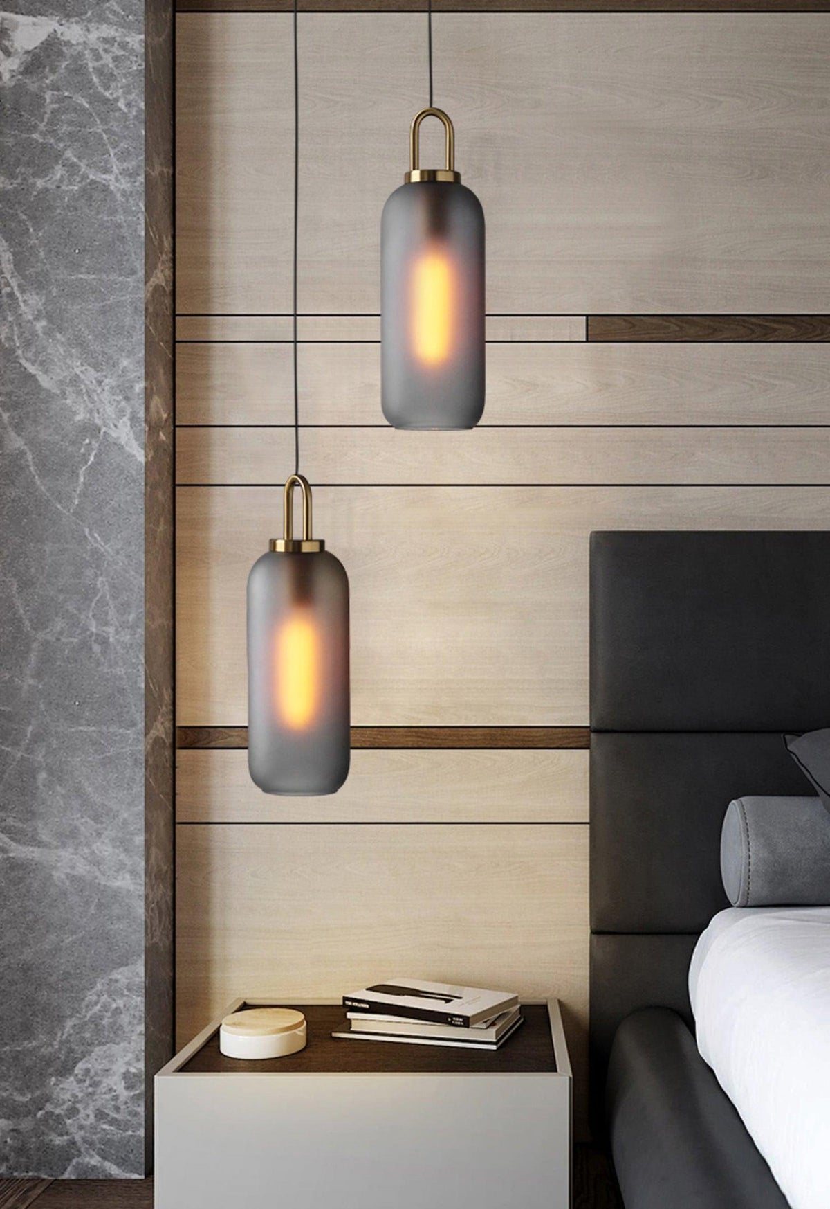 Sevelo pendel i matteret glas, swag-design, justerbar