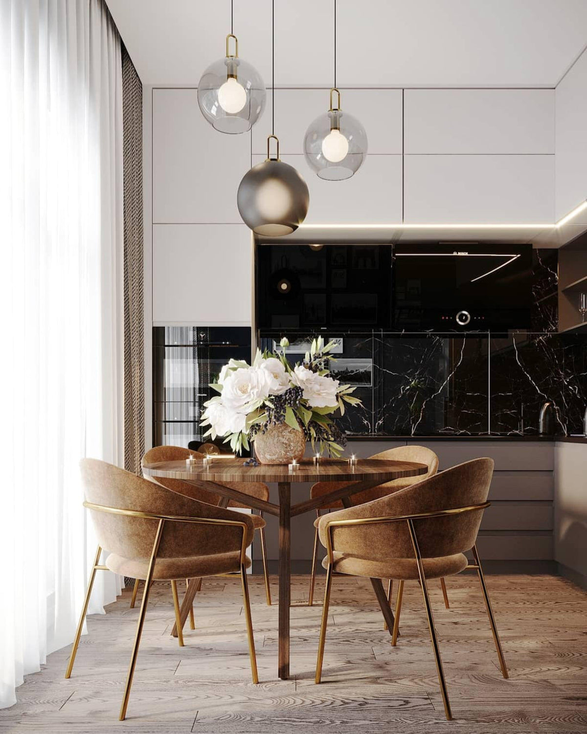 Sevelo pendel i matteret glas, swag-design, justerbar