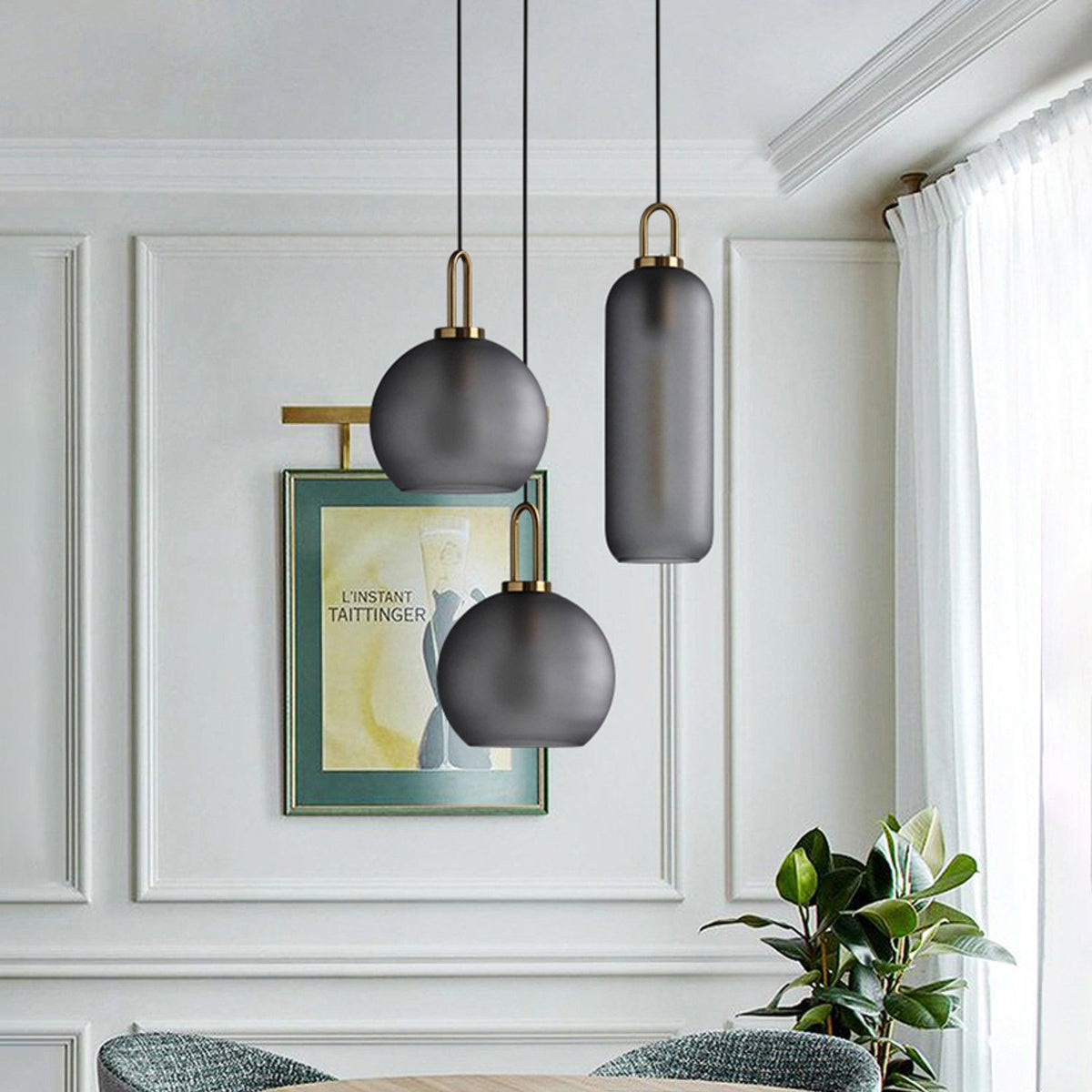 Sevelo pendel i matteret glas, swag-design, justerbar