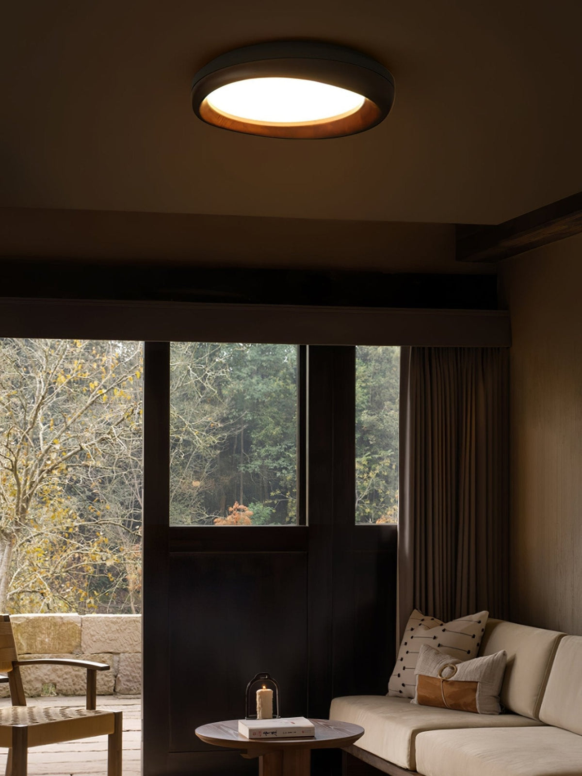 Eurtheara organisk loftslampe i træ og glas
