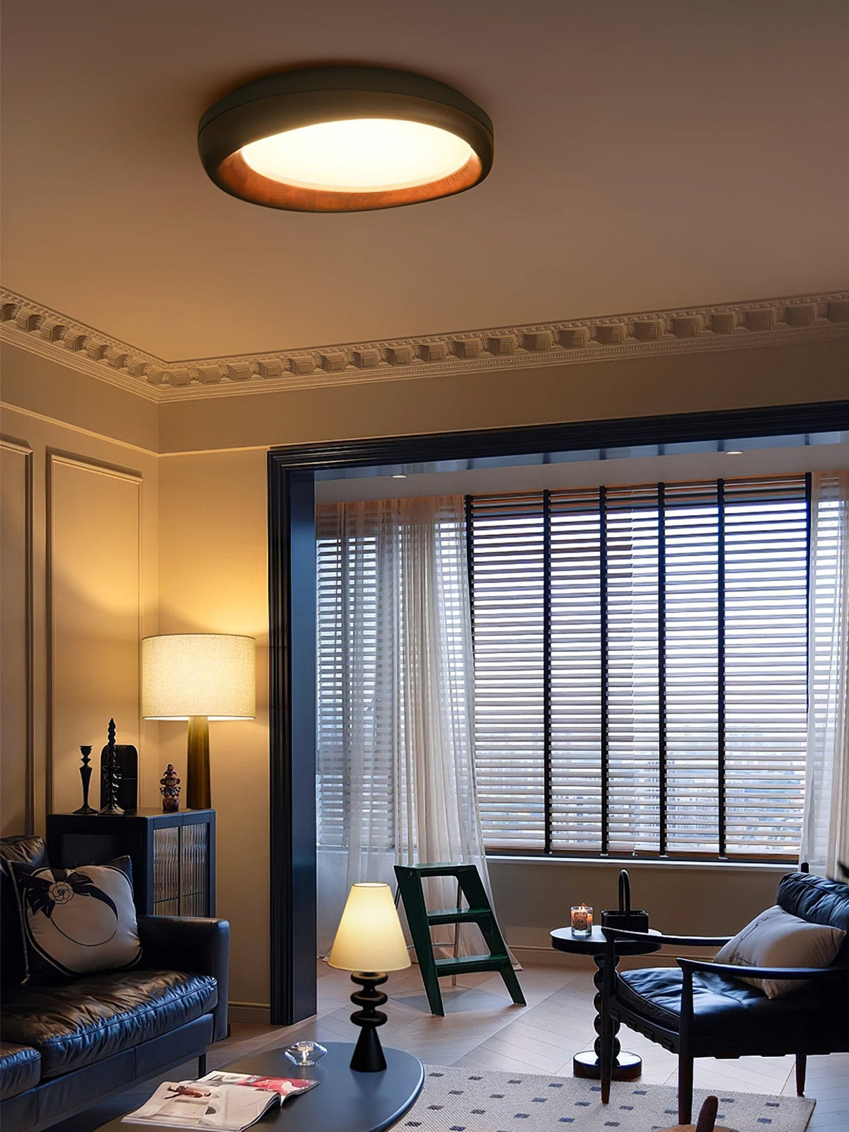 Eurtheara organisk loftslampe i træ og glas