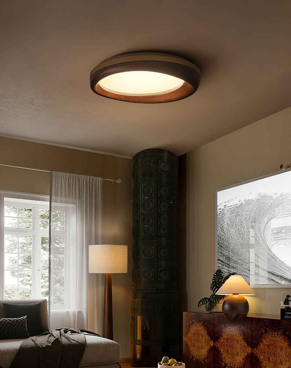Eurtheara organisk loftslampe i træ og glas