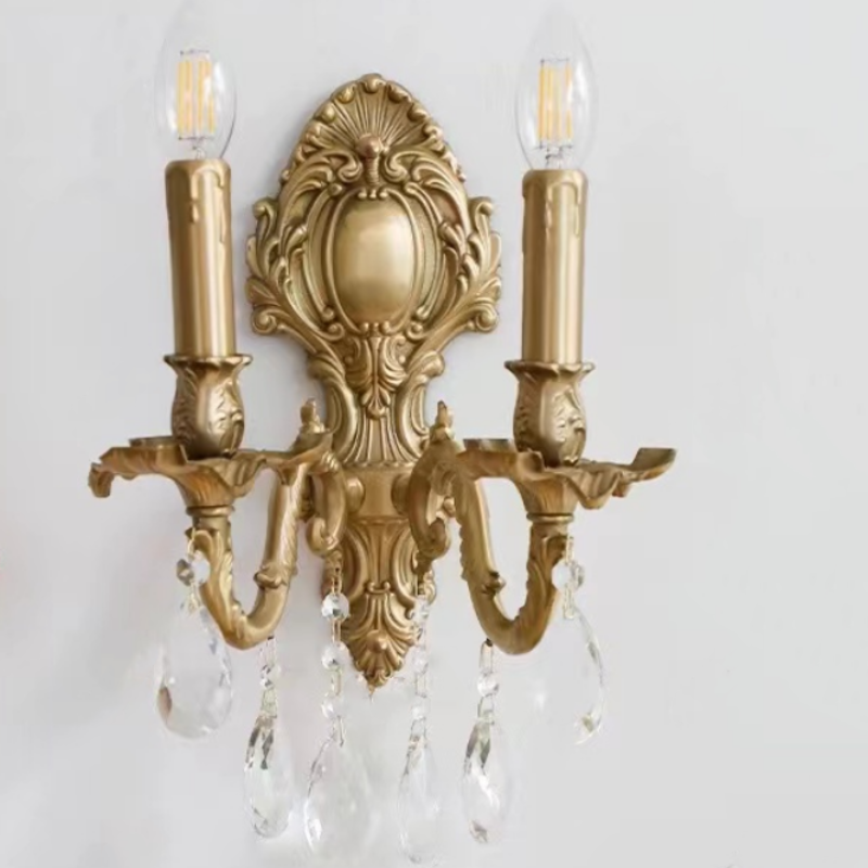 Silva vintage-tyylinen ylellinen LED-sisäseinävalaisin, metallia ja kristallia, olohuoneeseen/käytävälle