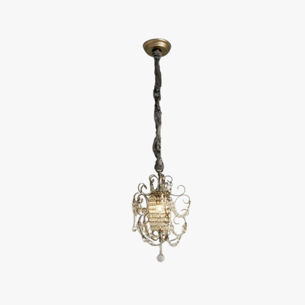 Candeeiro suspenso moderno Alessio, metal e cristal, quarto