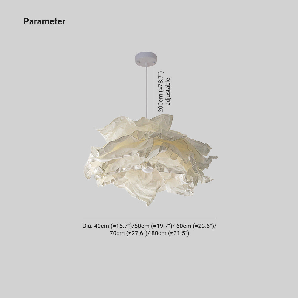 Ritta pendellampa i wabi-sabi-stil av molnformat papper