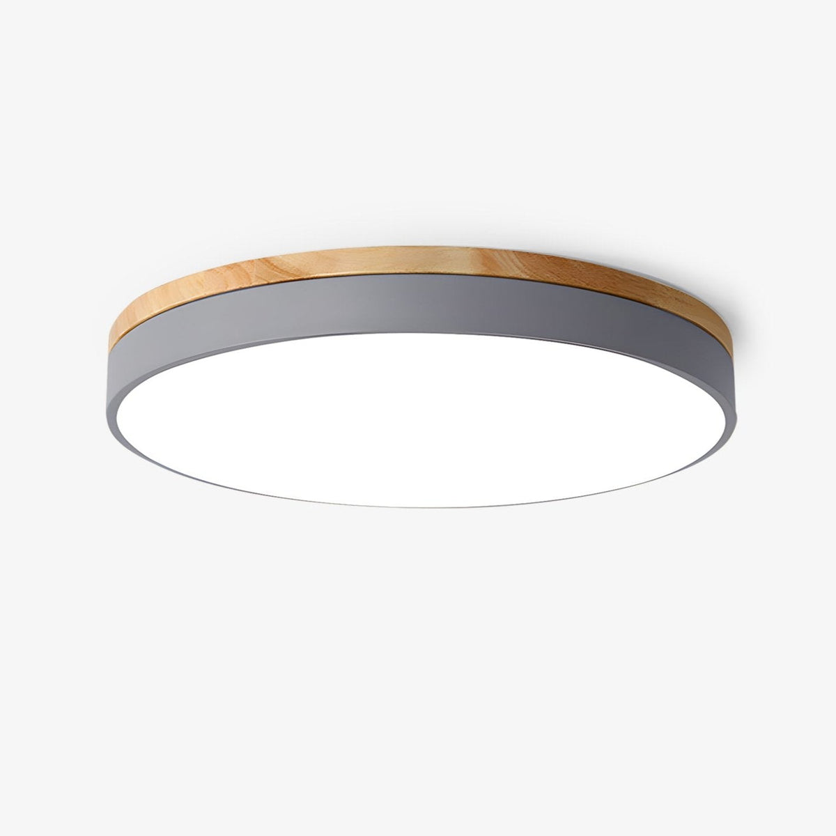 Mireth rund loftslampe i gråt træ, moderne minimalistisk