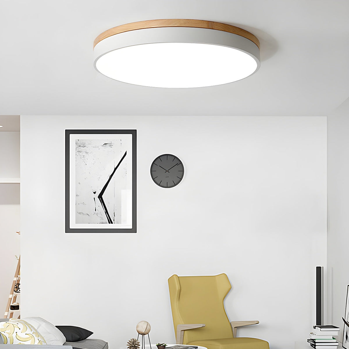 Mireth rund loftslampe i gråt træ, moderne minimalistisk