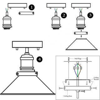 Alessio Taklampa Industrial Cone i Metall, Svart