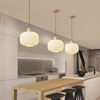 Ozawa Modern Vit Pendellampa Glas LED Trä Vardagsrum/Matsal