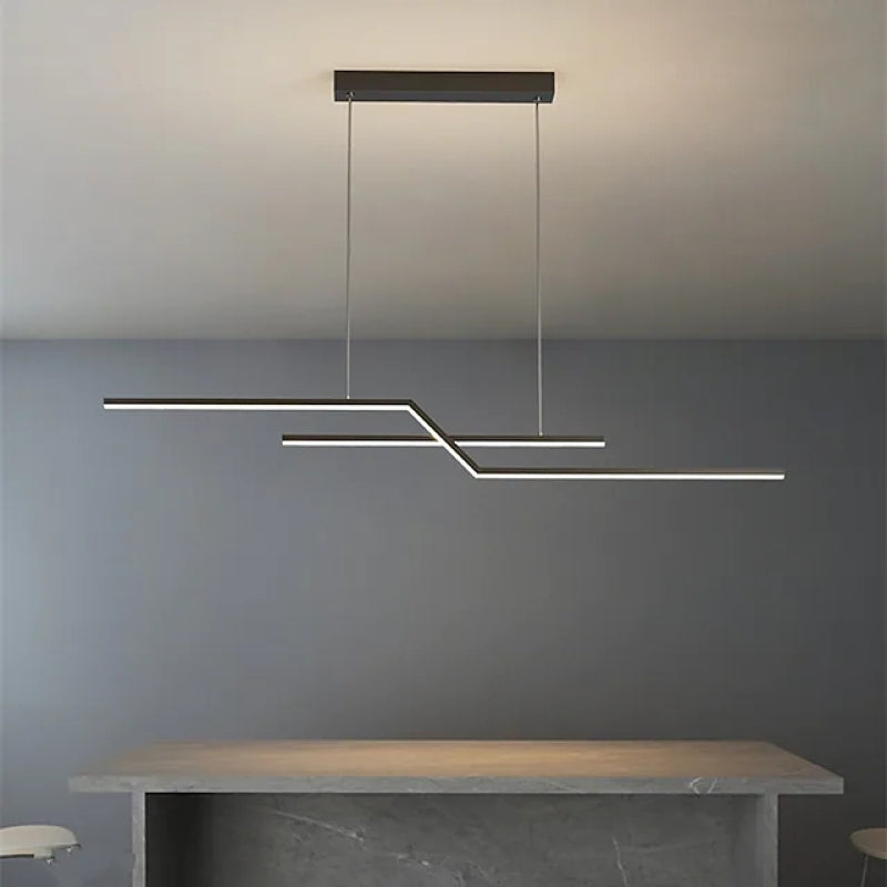 Arisha Parallel Fold Linear Pendant Light, Black/Gold, Living Room