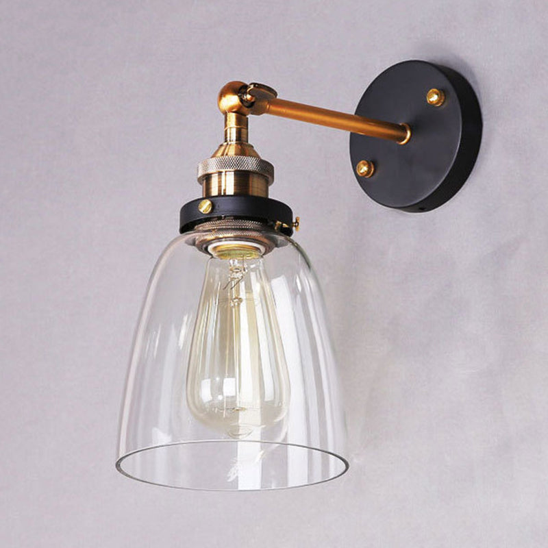 Arisha retro vintagevägglampa, metall och glas