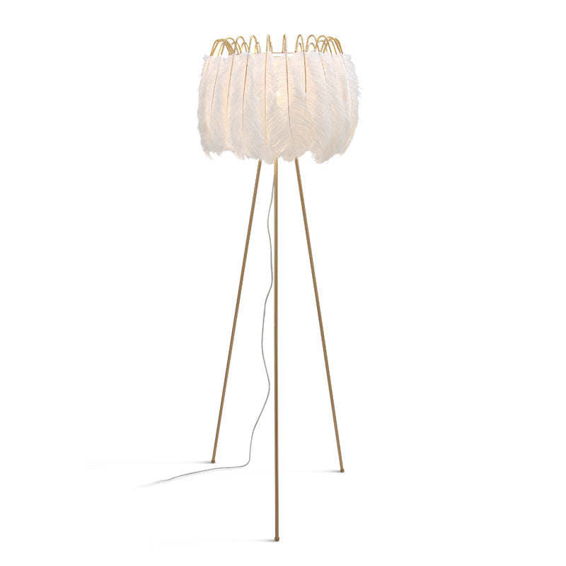 O'Moore Artistic Tripod Feather Floor Lamp, White