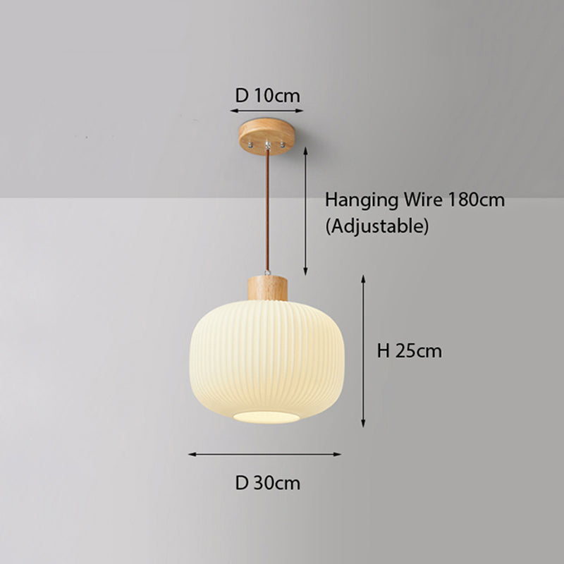 Muto modern pendellampa i trä/glas, vit