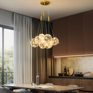 Valentina Modern LED Guld Metall Glas Pendellampa Vardagsrum Matsal