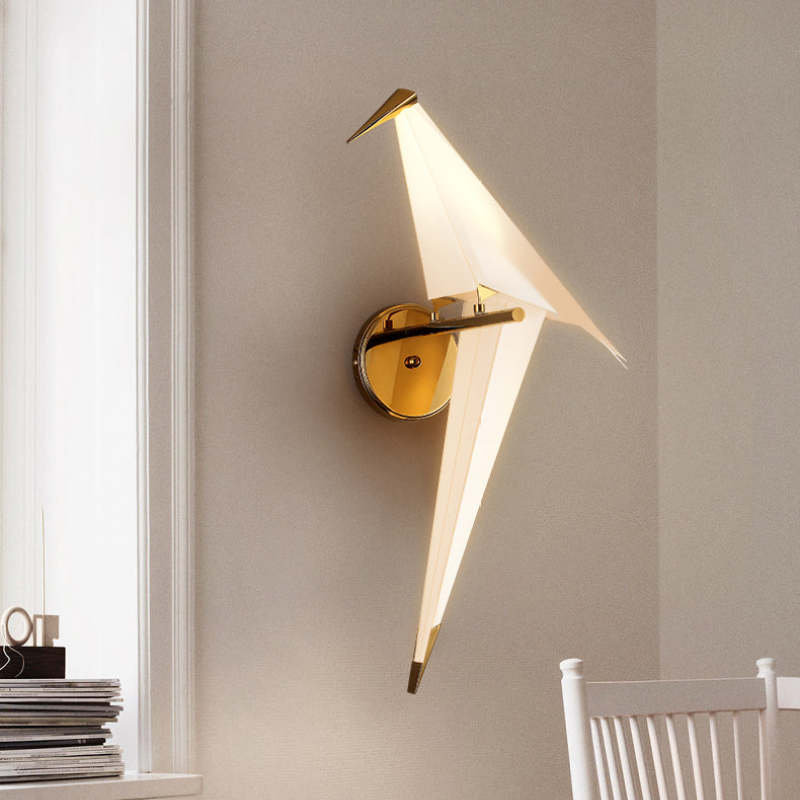 Arisha vägglampa med fågel, vintage/art déco, metall, sovrum