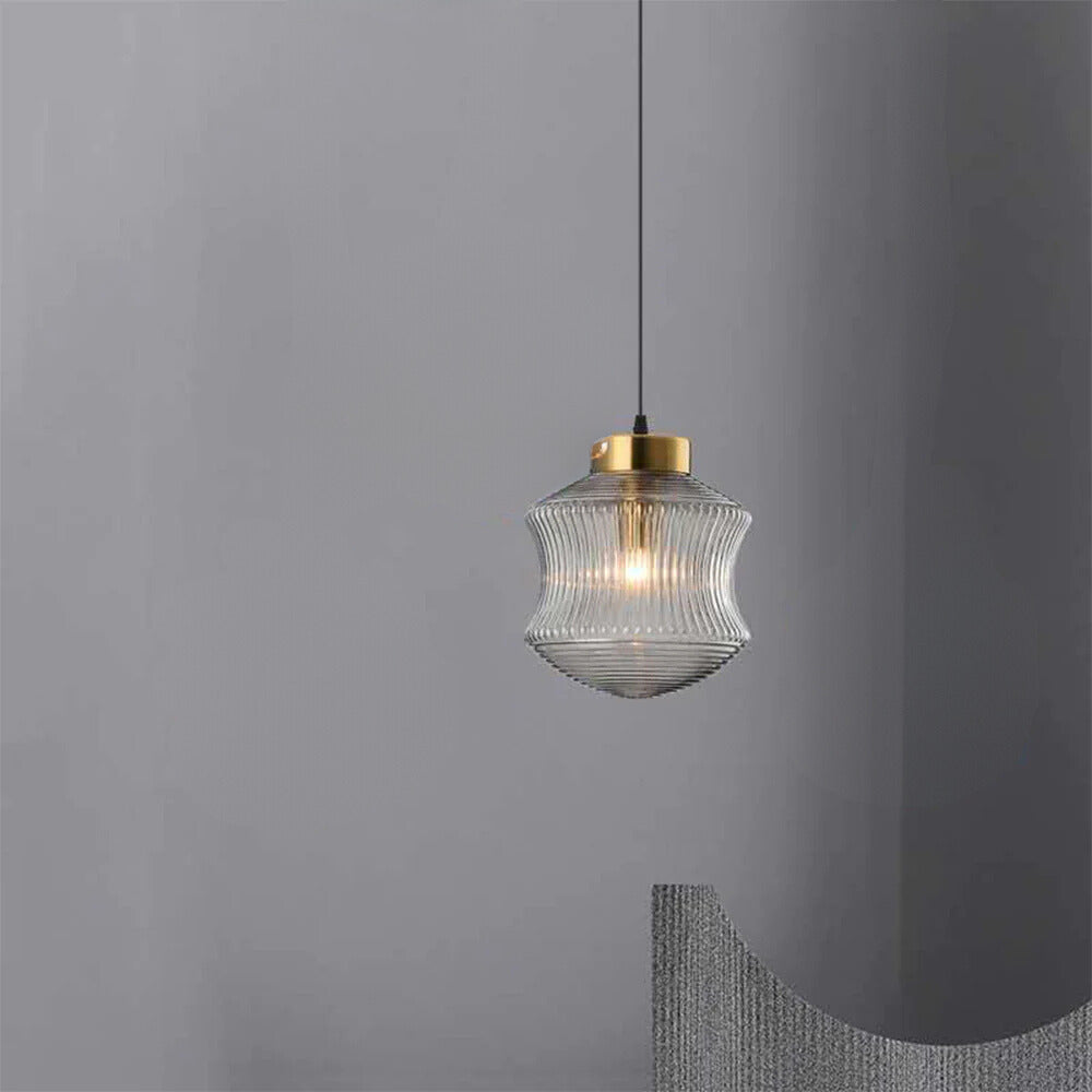 Valentina moderne LED-pendellampe i røggråt glas, soveværelse