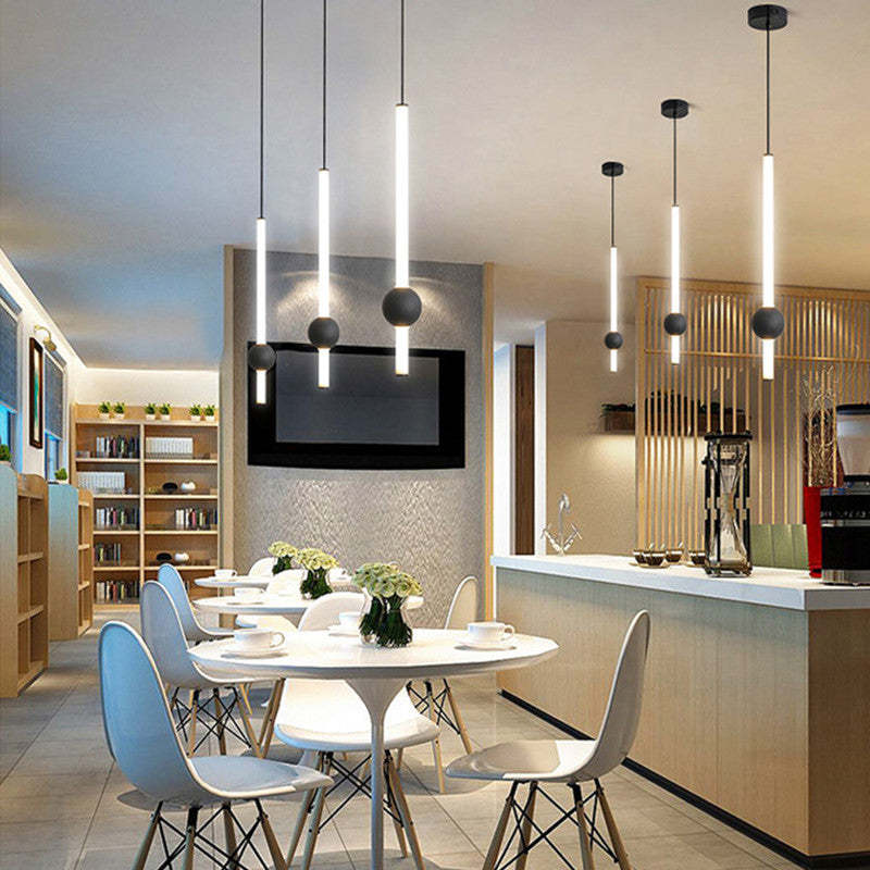 Arisha Minimalist Linear Globe Glass Pendant Light, Bedroom