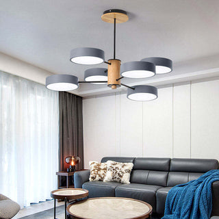 Sienna Design Rund LED Pendellampa Vit/Grön/Grå Metall/Trä/Akryl Sovrum/Vardagsrum