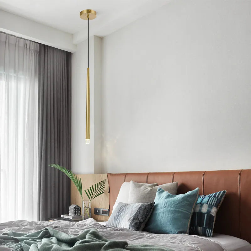 Arisha modern linjär pendellampa, guld, vardagsrum