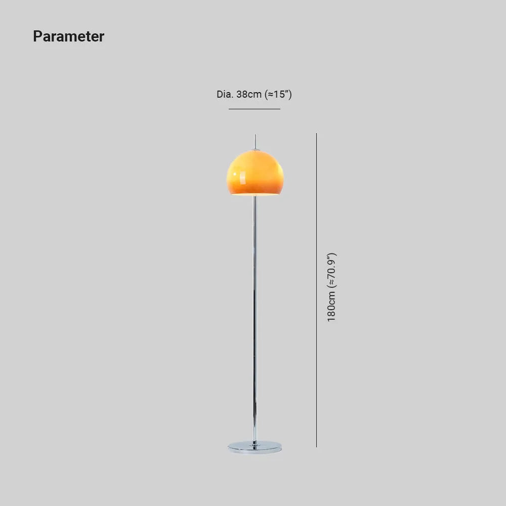 Mira kupolformad golvlampa i solnedgångsfärgat glas
