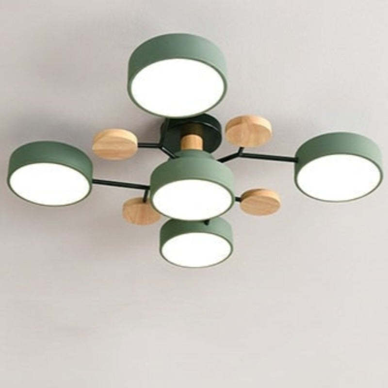 Arisha Ceiling Light, Wood Round for Living Room