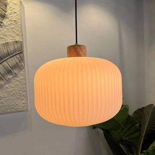 Ozawa Modern Vit Pendellampa Glas LED Trä Vardagsrum/Matsal