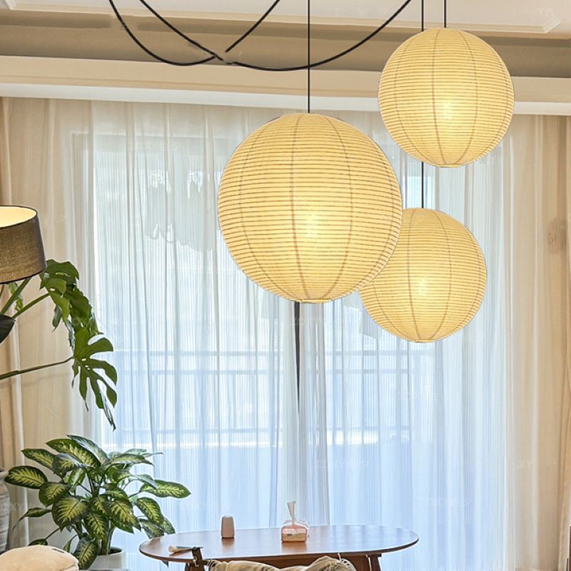 Ritta hangandi lampi, wabi-sabi, kúluformaður pappír
