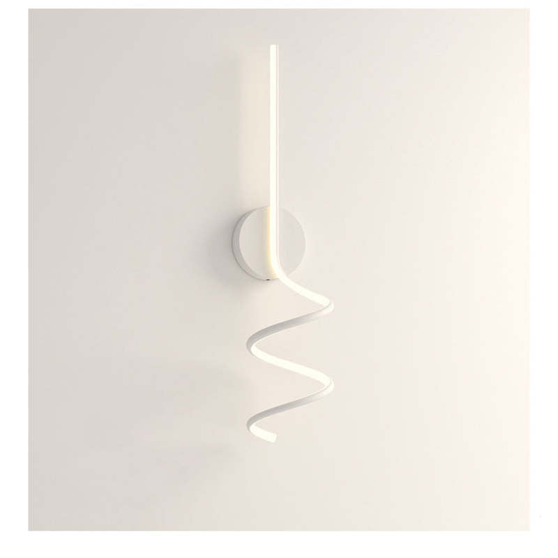 Arisha moderne LED-væglampe med spiralformet kunstmotiv, sort og hvid