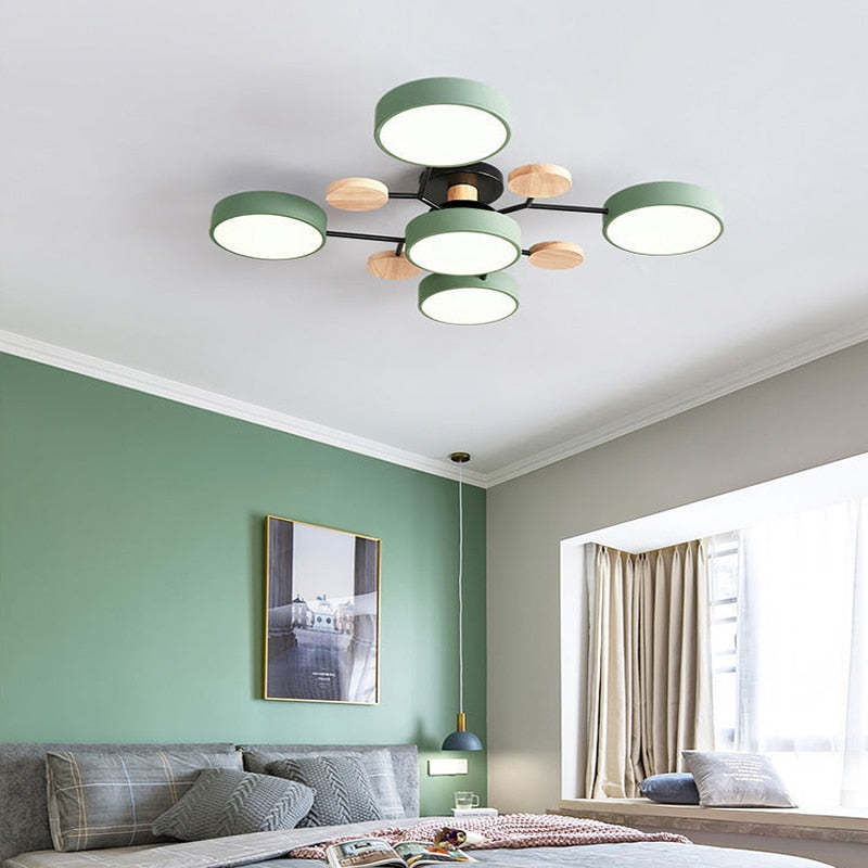 Arisha Ceiling Light, Wood Round for Living Room