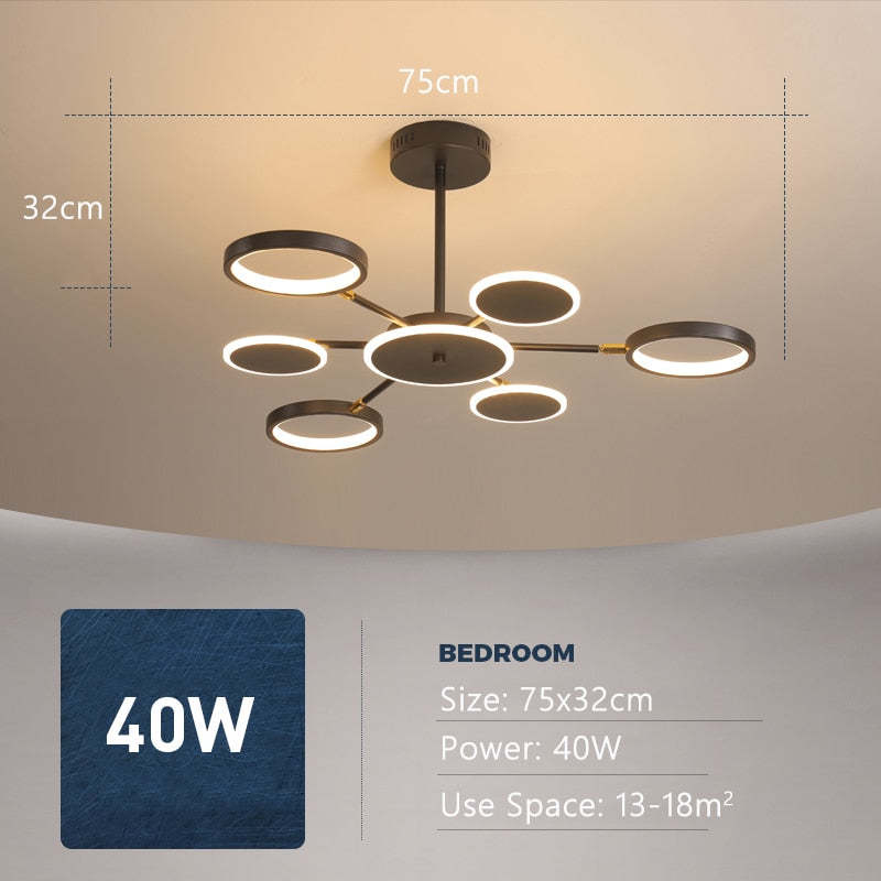 Arisha moderni LED-kattokruunu, geometrinen, musta, himmennettävä