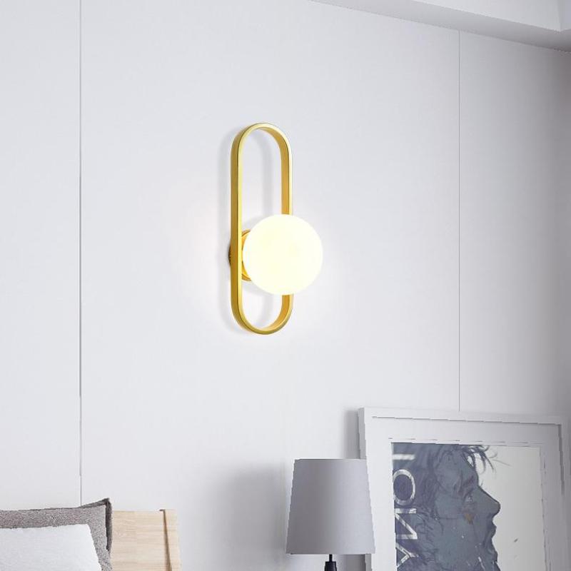 Valentina Modern Globe Bedside Wall Lamp Mount for Bedroom & Reading Room, Gold/Black