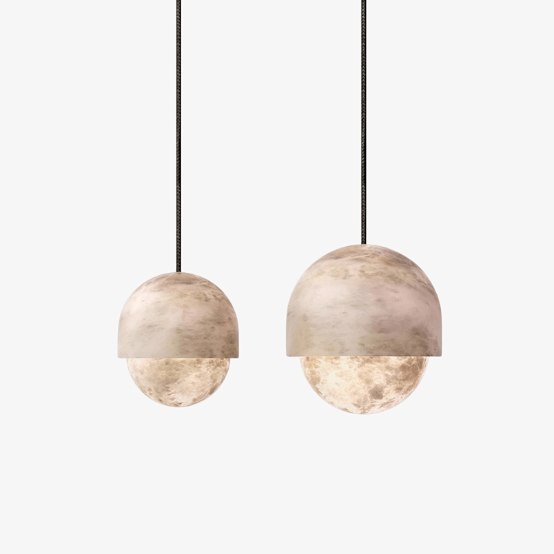 Valcien Lunar Dome pendellampa i alabaster