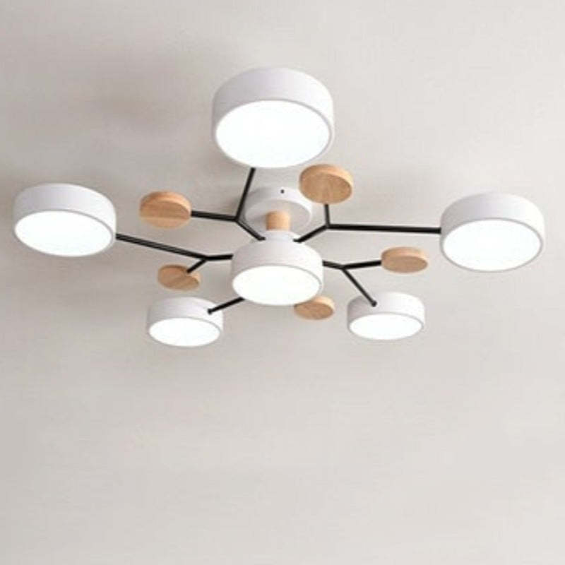 Arisha Ceiling Light, Wood Round for Living Room
