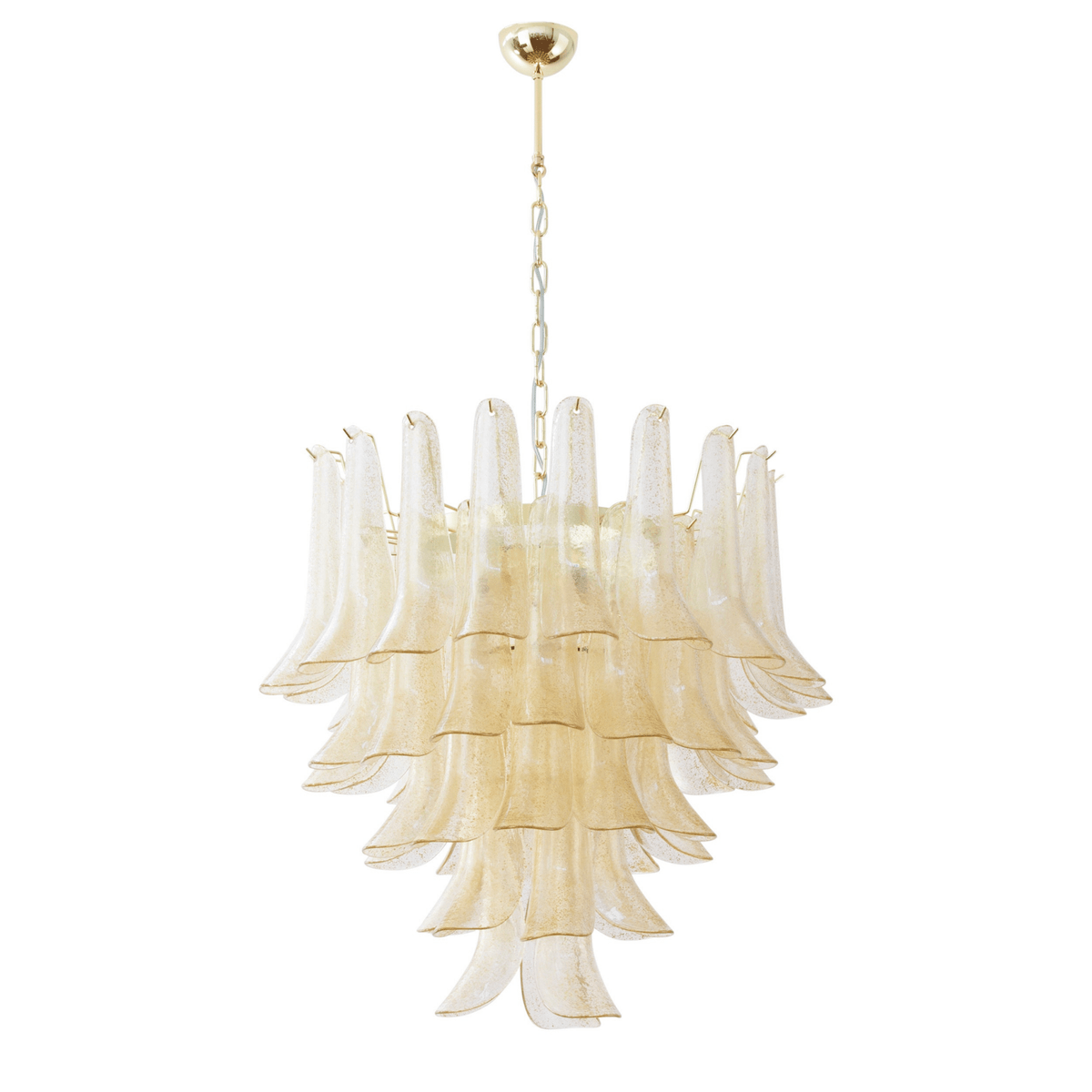 Lustre em vidro Murano âmbar com lírios em camadas, peça central Liorisissa