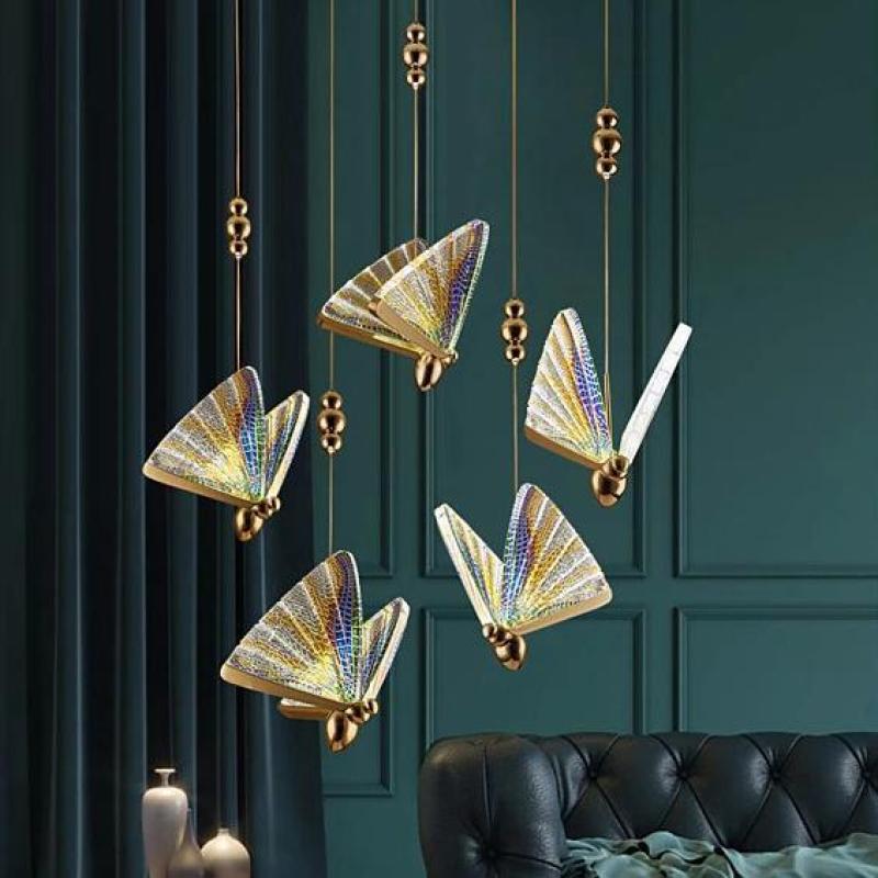 Arisha art deco-pendantljós í fiðrildalíki, 2 litir