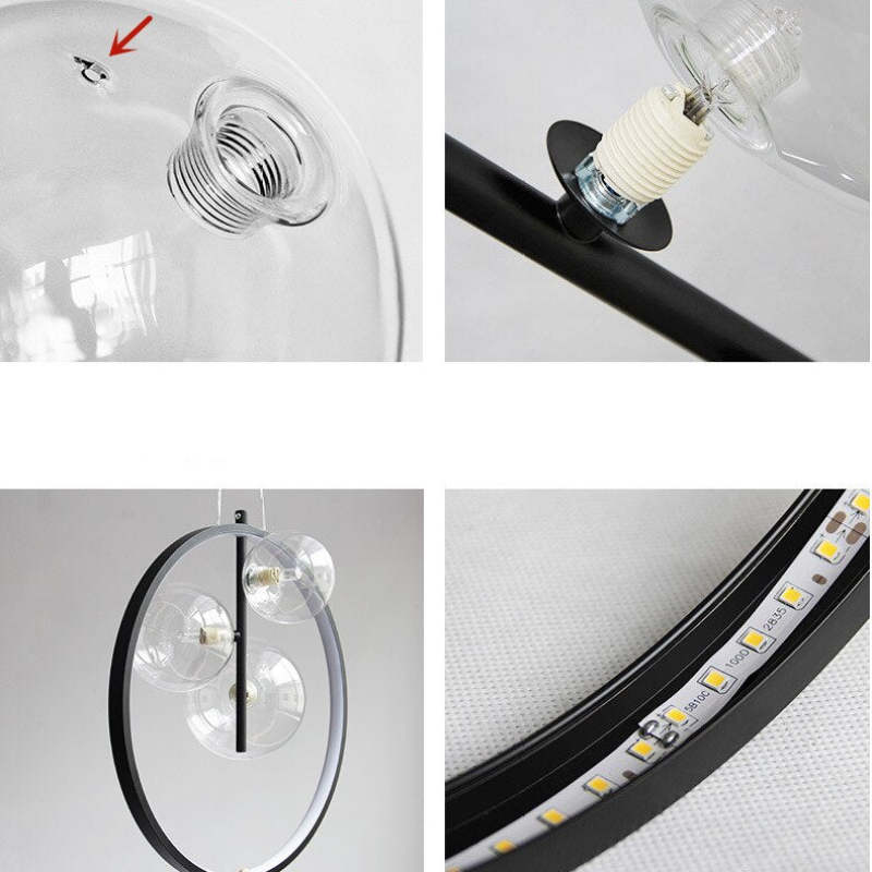 Arisha nordisk modern LED-pendellampa med glasbubblor för matsal
