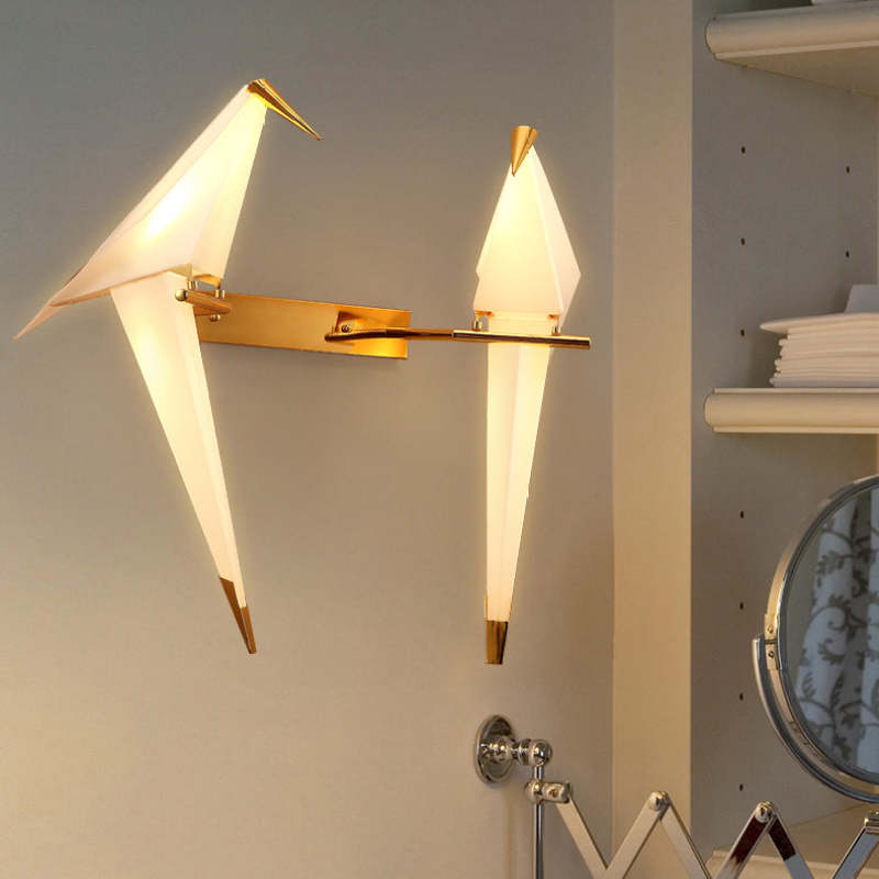 Arisha vägglampa med fågel, vintage/art déco, metall, sovrum