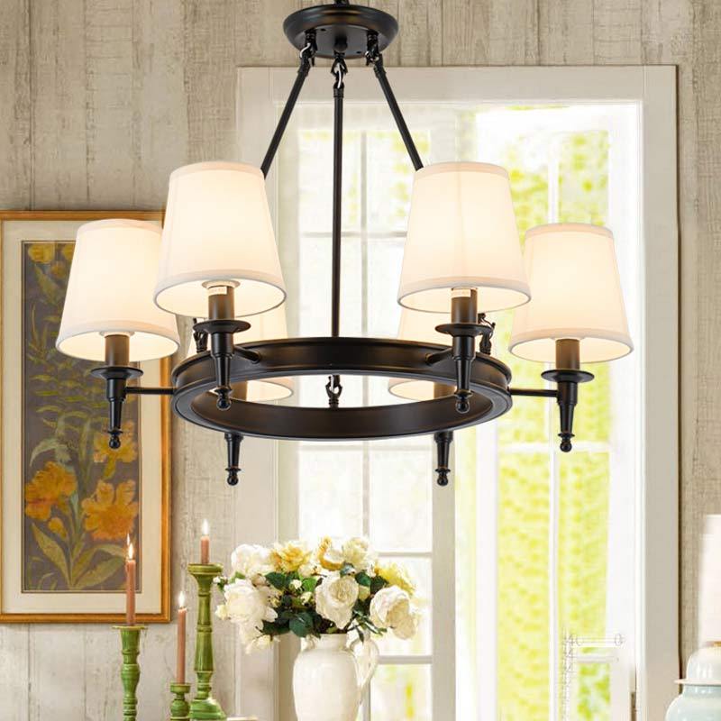 Silva vintage Ring Metal/Fabric Chandelier, Black/Copper
