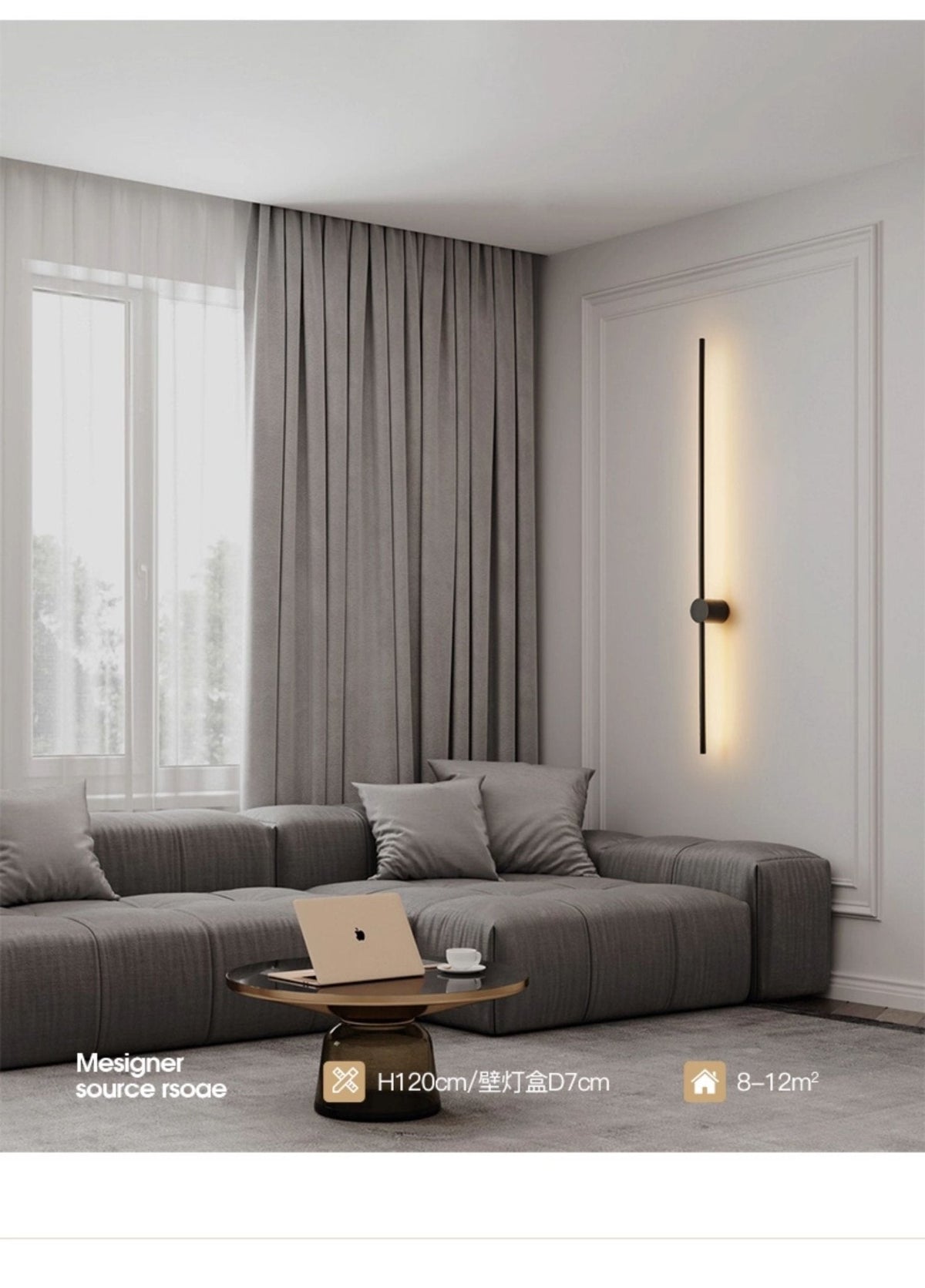 Nestx minimalistisk væglampe med messingstang