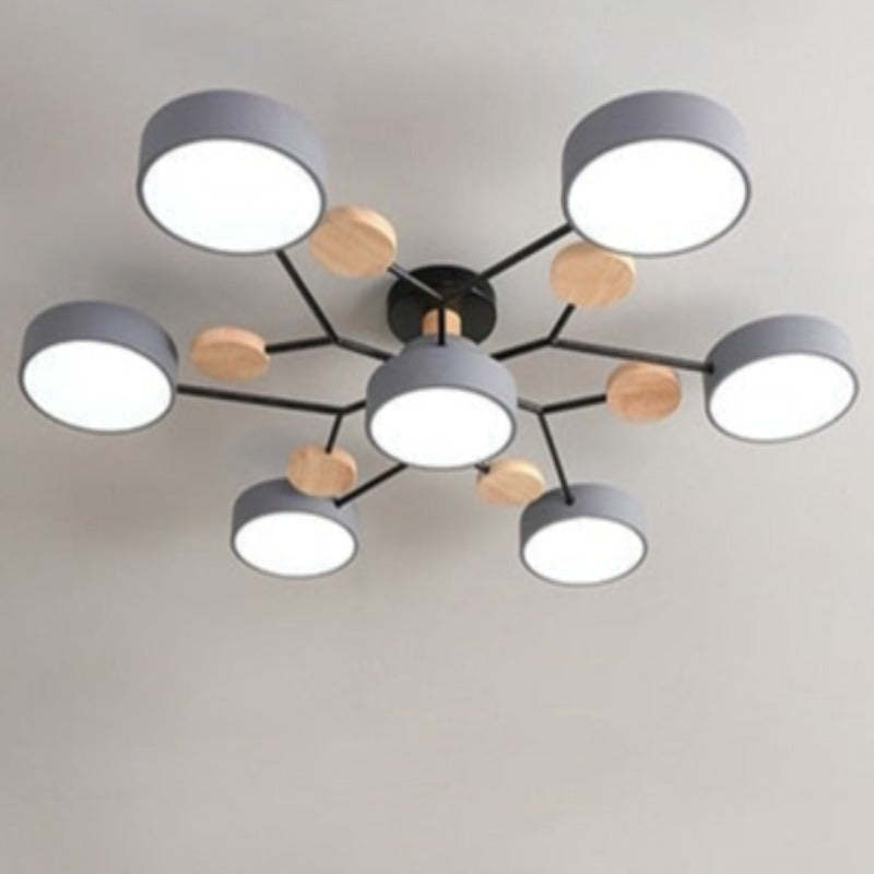 Arisha Ceiling Light, Wood Round for Living Room