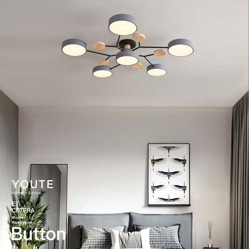 Arisha Ceiling Light, Wood Round for Living Room