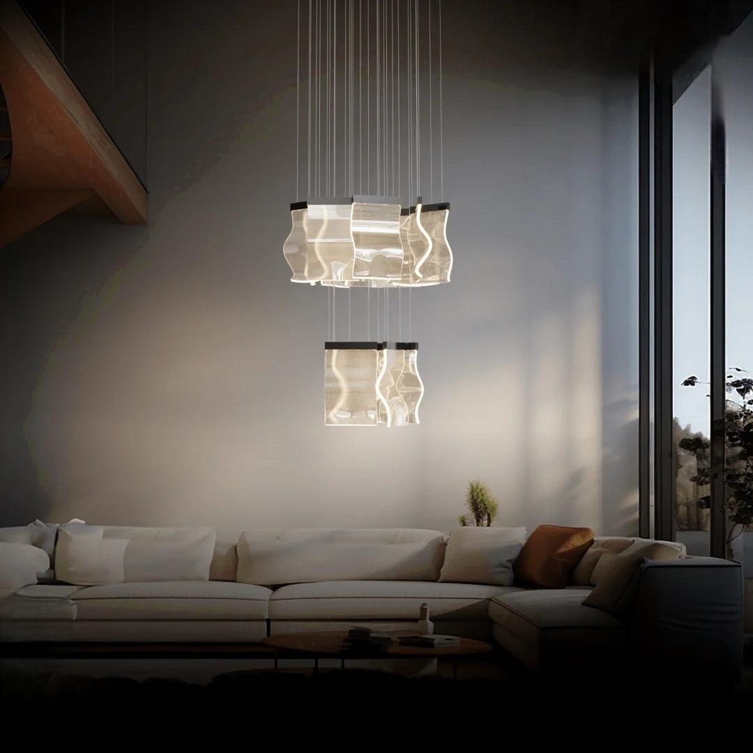 Kristy industriell takkrona med vågformad design /Metall Guld Sovrum/Vardagsrum