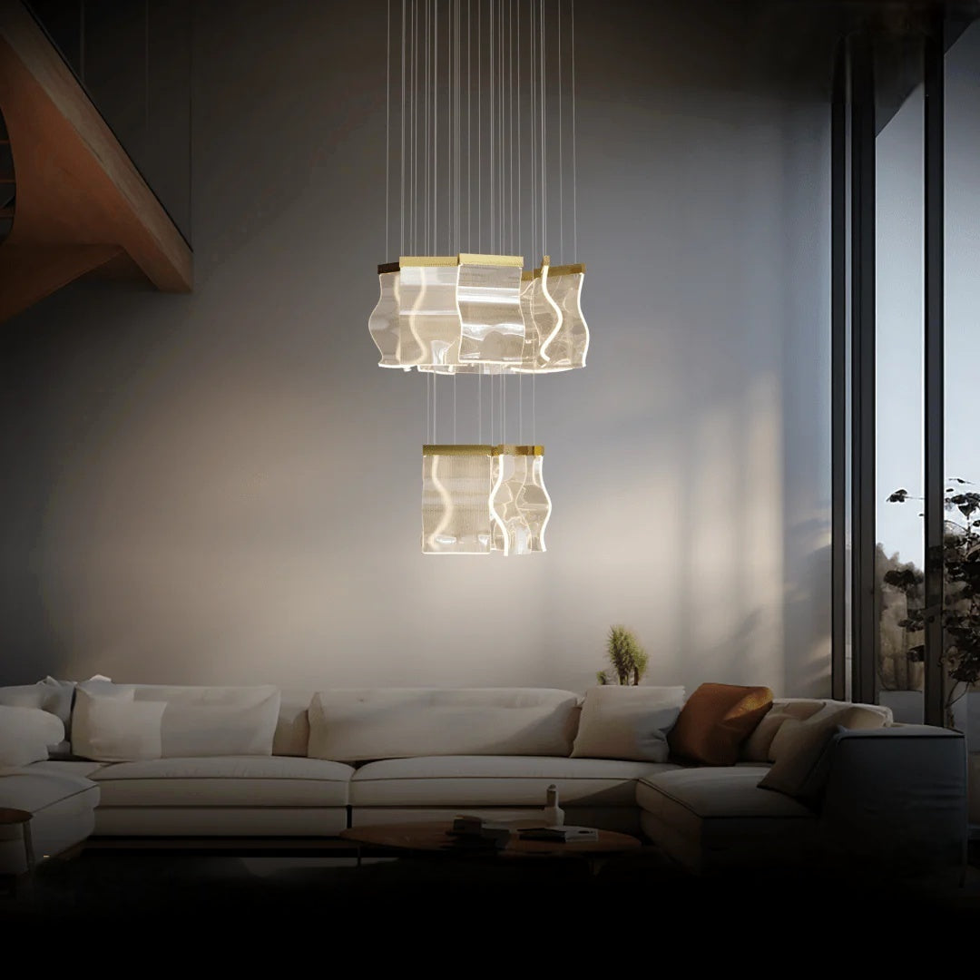 Kristy industriell takkrona med vågformad design /Metall Guld Sovrum/Vardagsrum