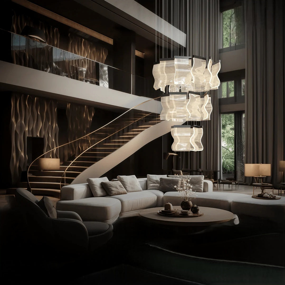 Kristy industriell takkrona med vågformad design /Metall Guld Sovrum/Vardagsrum