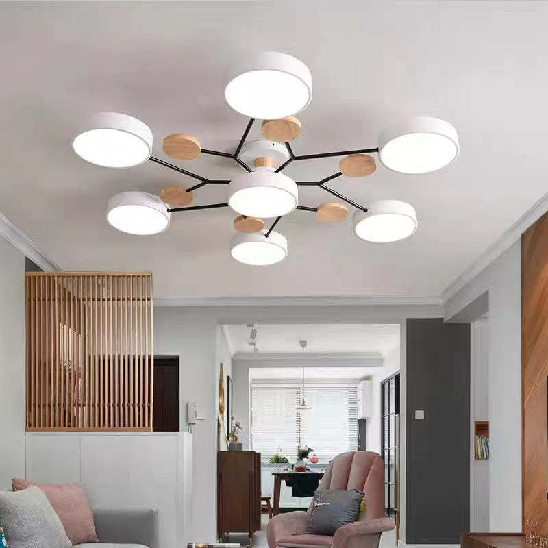 Arisha Ceiling Light, Wood Round for Living Room