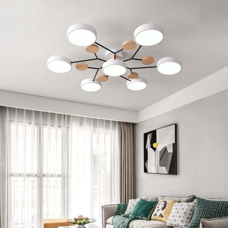 Arisha Ceiling Light, Wood Round for Living Room