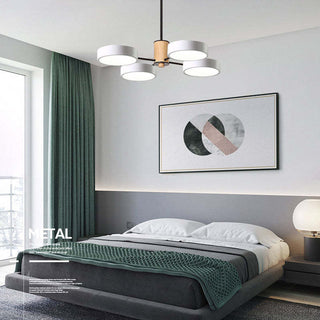 Sienna Design Rund LED Pendellampa Vit/Grön/Grå Metall/Trä/Akryl Sovrum/Vardagsrum