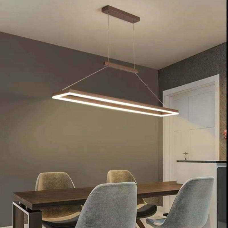 Nexil Modern Rectangular Hanging Pendant Light, Gold/Coffee